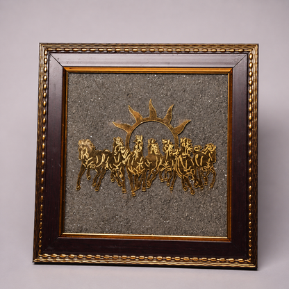 7 Horses on Raw Pyrite Frame