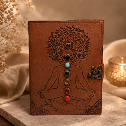 Seven Chakra Leather Notebook With Metal Lock