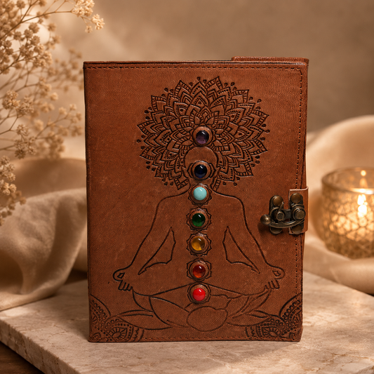 Seven Chakra Leather Notebook With Metal Lock