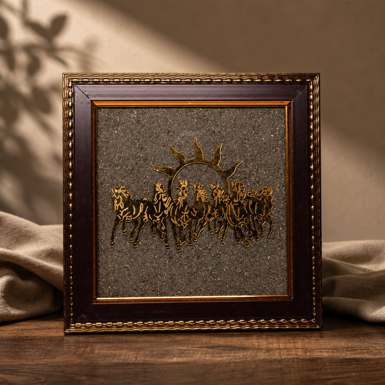 7 Horses on Raw Pyrite Frame