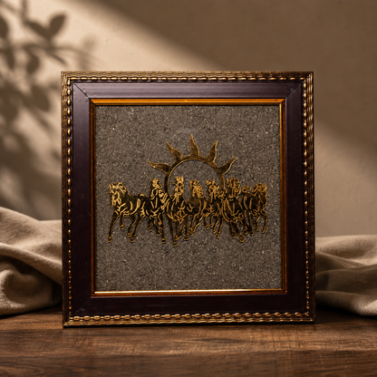 7 Horses on Raw Pyrite Frame