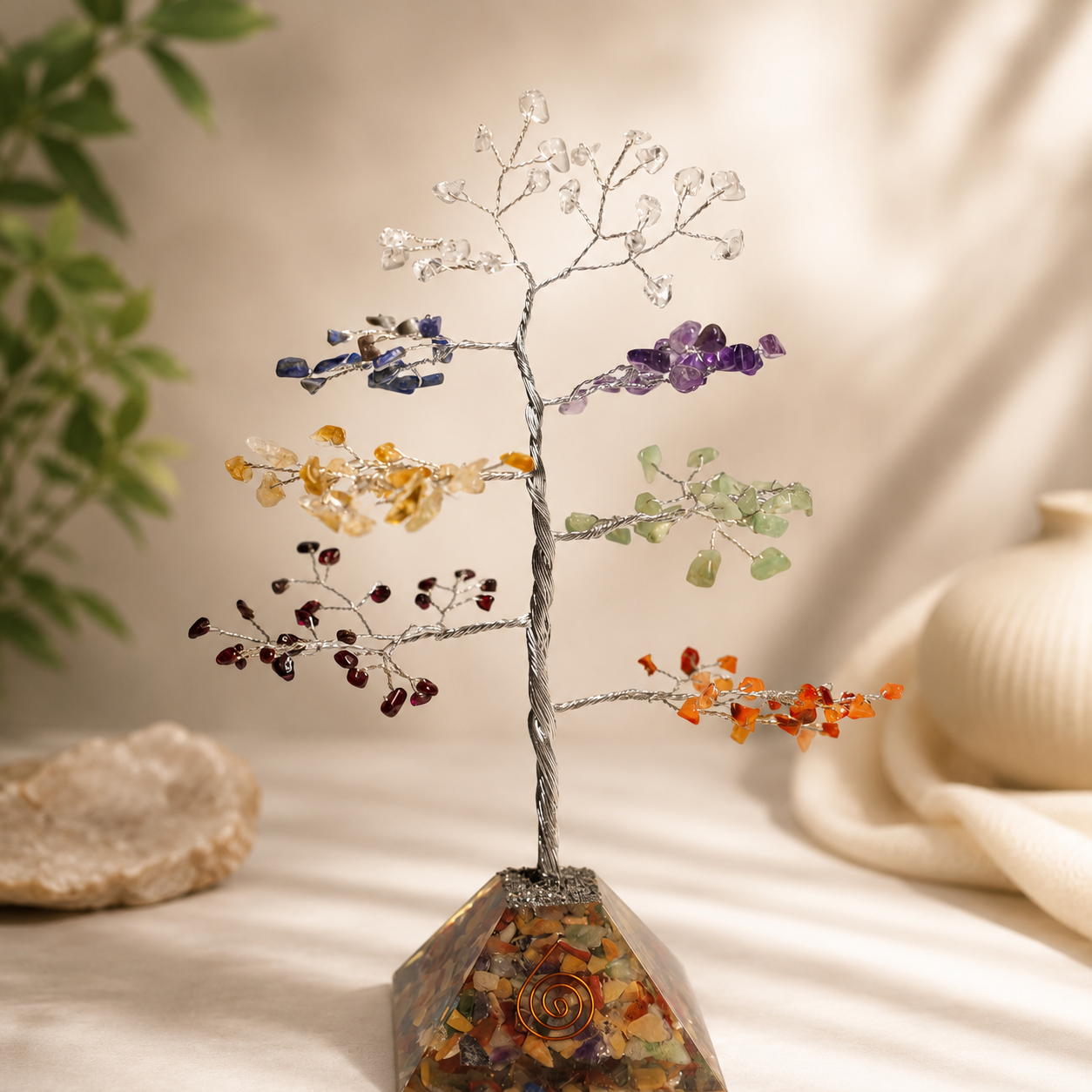 7 Chakra Tree, Pyramid Base Tree